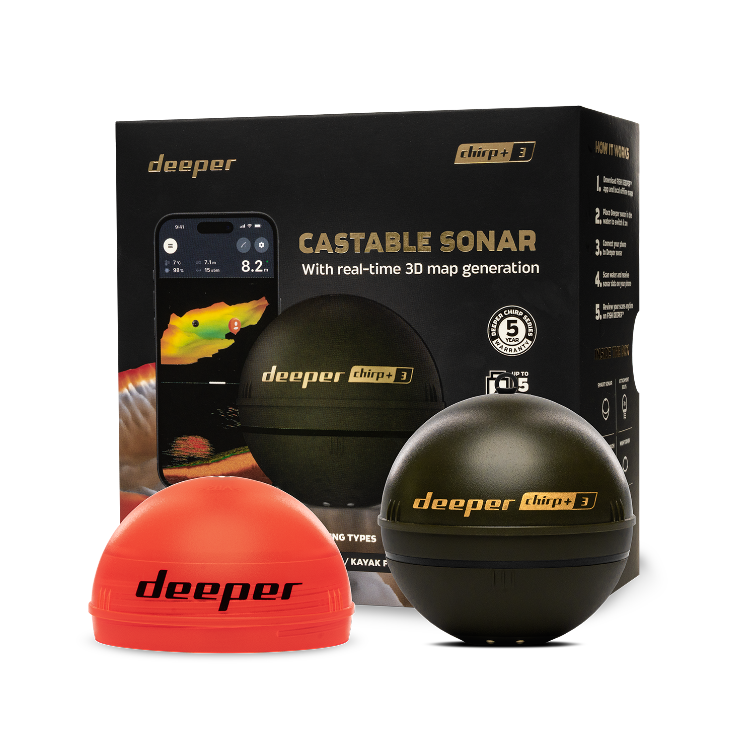 Fishing Depth Finder - Deeper Smart Sonar Chirp+3 Fish Finder,
