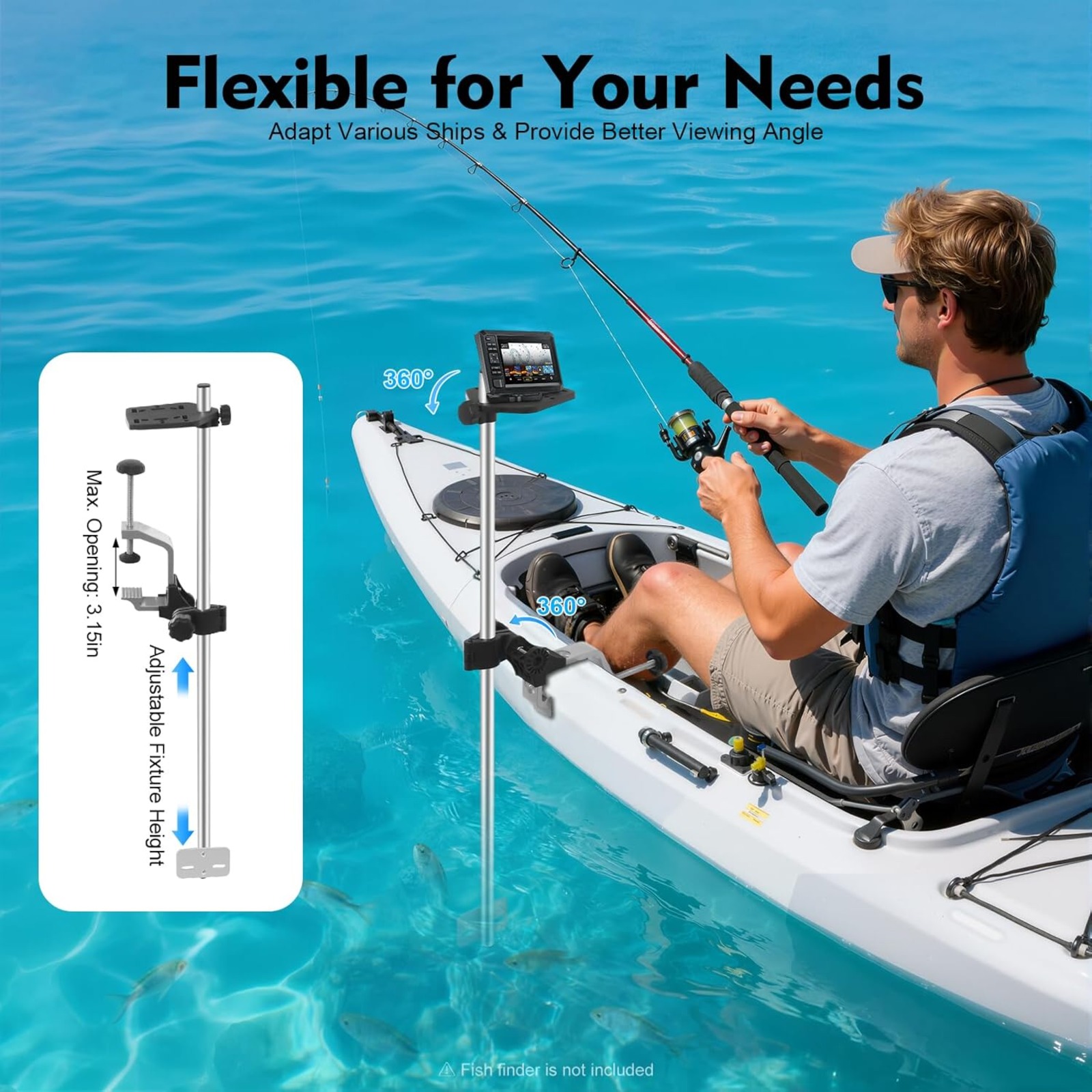 Portable 360° Adjustable Trans - Fish Finder Transducer บทวิจารณ์และราคา